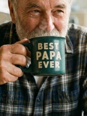 Eccolo "Best Papa Ever" Coffee Mug Green Speckled Campfire Ceramic 14oz Cup